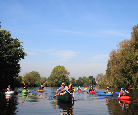 View of a canoe from inside a tent